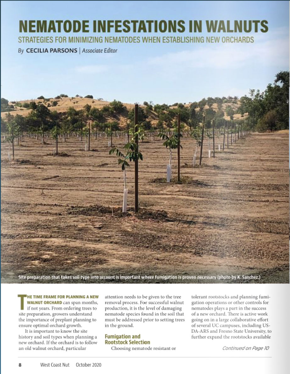 Featured Article: “Strategies for Minimizing Nematodes When Establishing New Orchards” – West Coast Nut